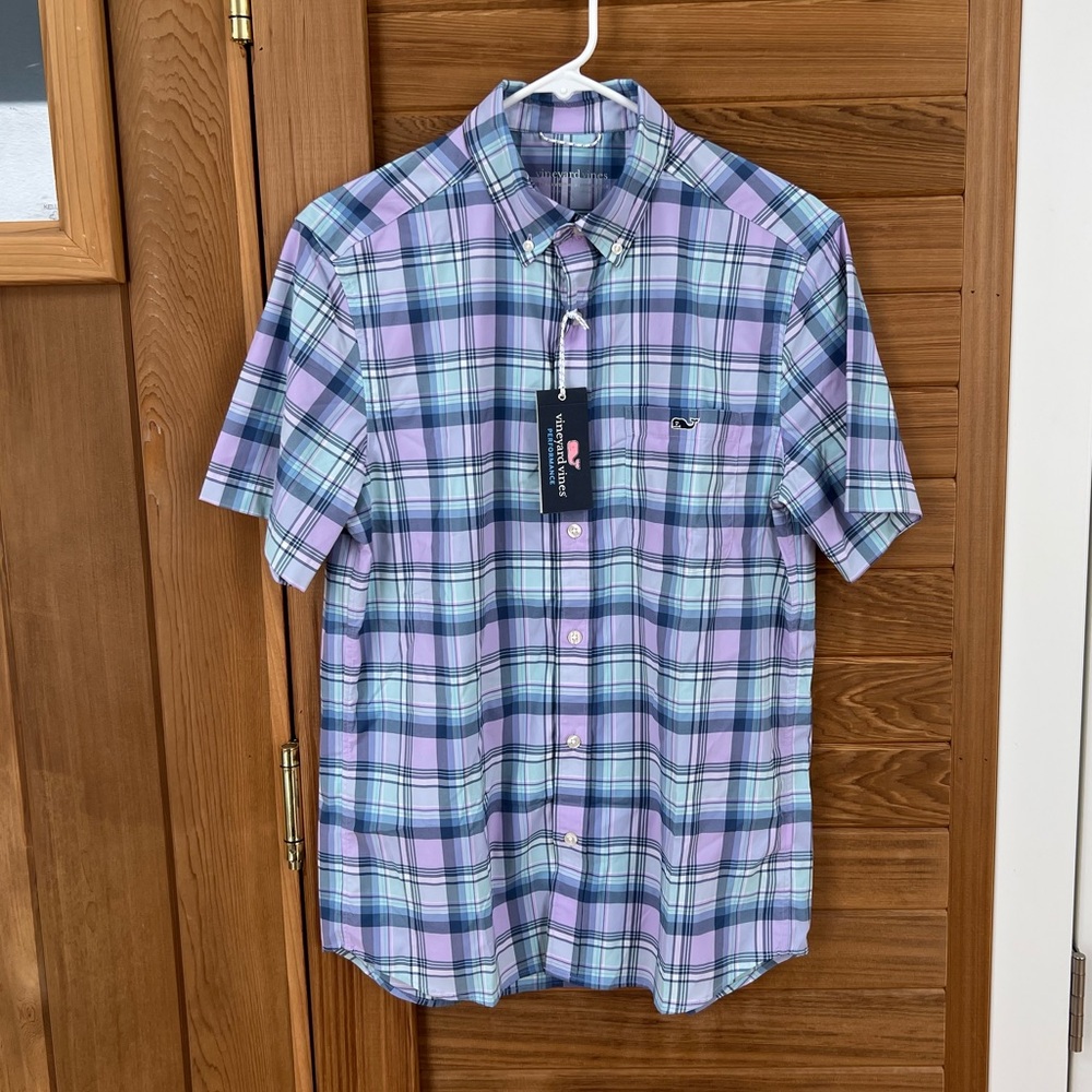 Vineyard Vines Leverick Plaid Featherweight Performance Short-Sleeve Shirt